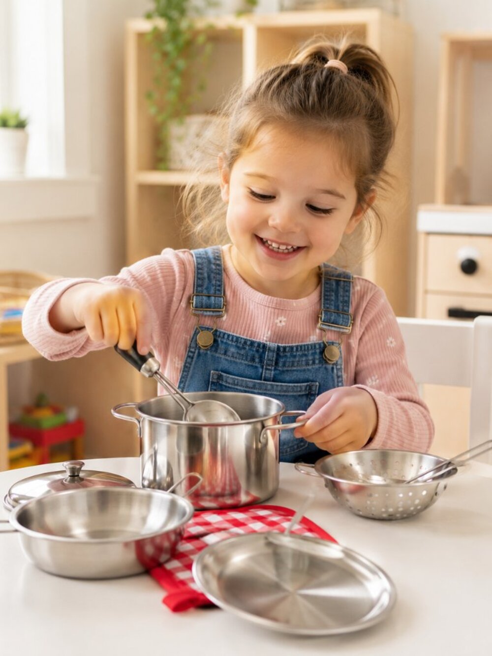 Kids Stainless Steel Play Kitchen Cookware Set, Pretend Cooking Pots & Pans Toy - Picture 1 of 13